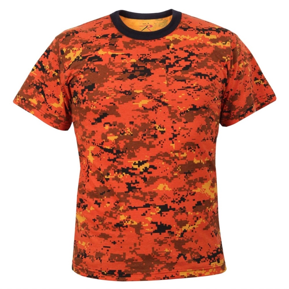 Mens Rothco ORANGE DIGITAL CAMO Tactical TShirt MilitaryCamouflage Various Sizes